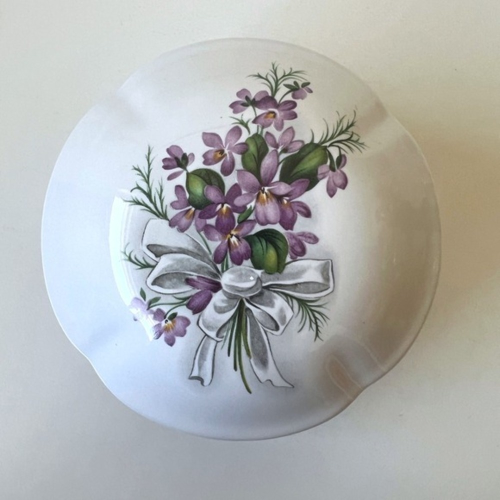 Vintage San Francisco Music Box Co Purple Floral Trinket Box - Picture 3 of 10